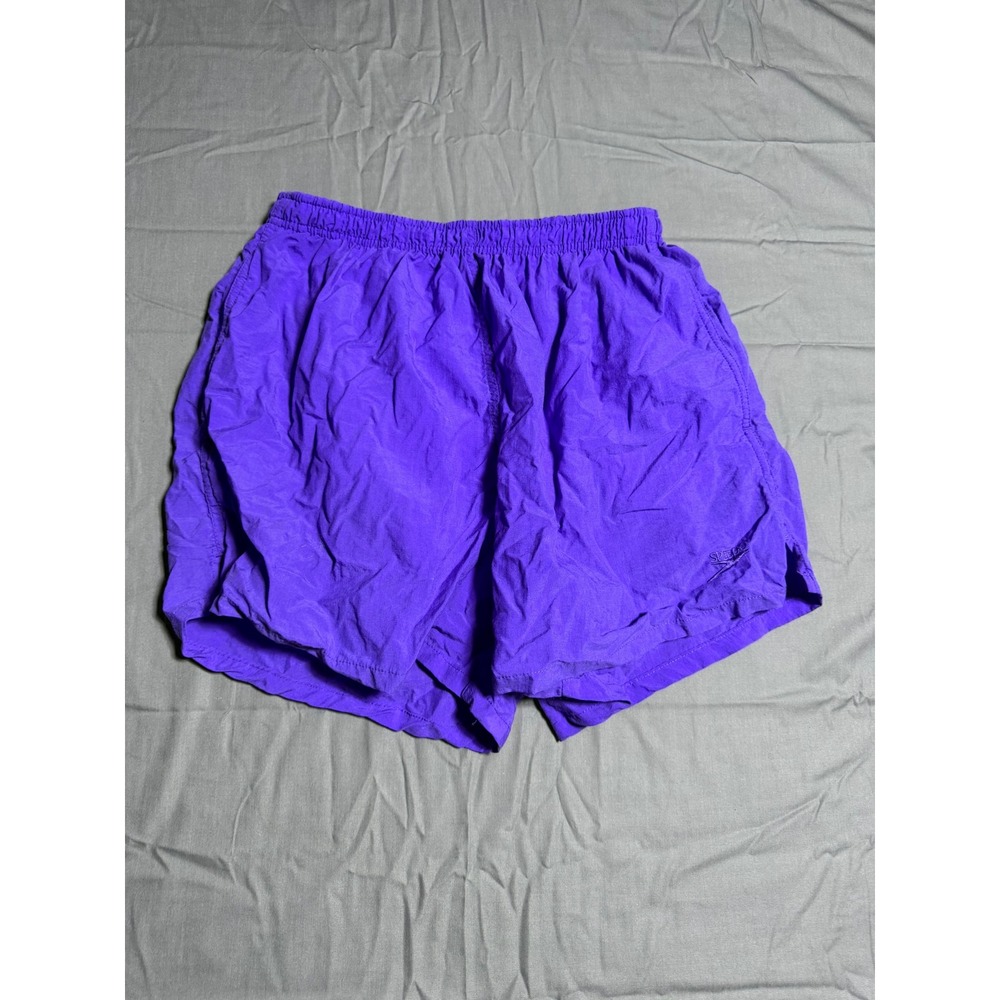 Speedo Swim Shorts Men Large Purple Good Nylon Mesh Liner Elastic Waist Pockets